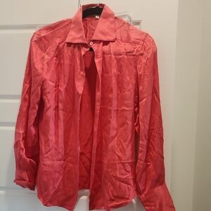 Blair Delmonico Silk Red Button-Up Blouse size 8
